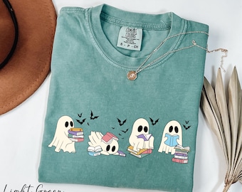 Comfort Colors® Funny Ghost Shirt, Bookish Ghost Shirt, Book Lover Gift, Halloween Ghost Shirt, Reader Ghost Shirt, Librarian Ghost Shirt