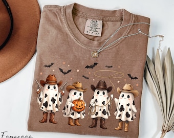 Halloween Western Shirt, Ghost Cowboy Shirt, Cowgirl Ghost Tee, Country Shirt, Comfort Colors® Spooky Season Shirt, Halloween Party Shirt
