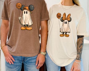 Mickey & Minnie Ghost Couples Shirt, Disneyland Halloween Trip Shirts, Comfort Colors® Halloween Couples Tee, Disney Matching Shirts