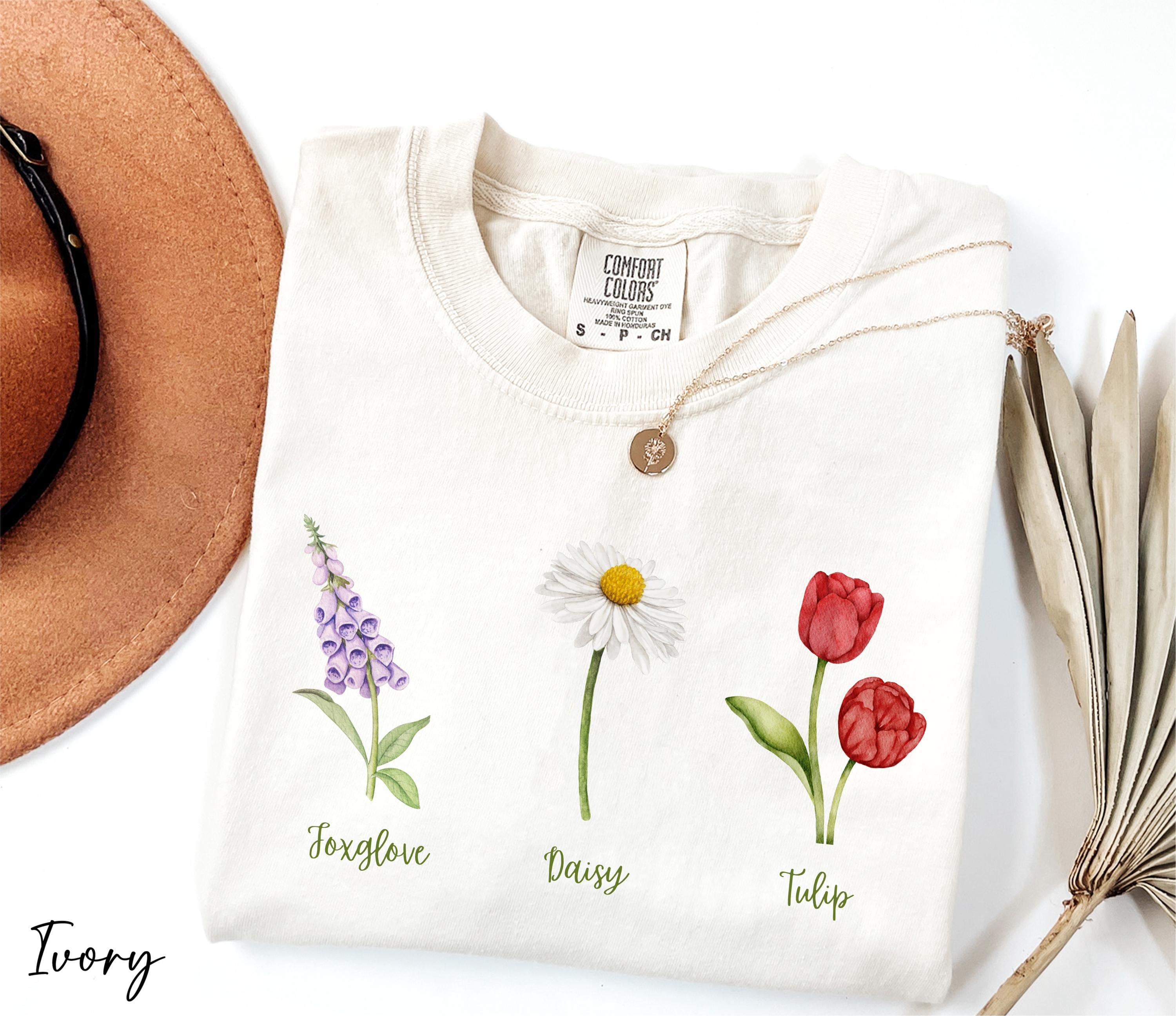 トップス SMALL FLOWER OVER SHIRT Comfort Colors® Foxglove Daisy Tulip Shirt, FDT Shirt, Funny Anti