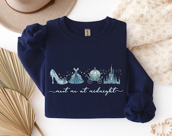 Meet Me At Midnight Sweatshirt, Cinderella Sweatshirt, Disney Princess Sweatshirt, Cinderella Lover Gift, Disneyland Trip Sweatshirt