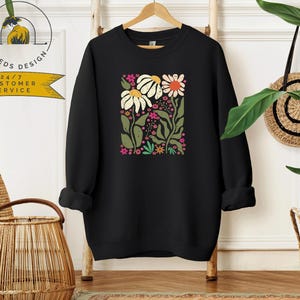 Retro Flowers Sweatshirt | Floral Sweatshirt | Wildflower Sweatshirt | Boho Flower Sweatshirt | Gardening Sweater