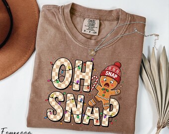 Oh Snap Shirt, Gingerbread Man Shirt, Funny Christmas Shirt, Checkered Christmas Shirt, Xmas Holiday Shirt, Comfort Colors® Baker Gift