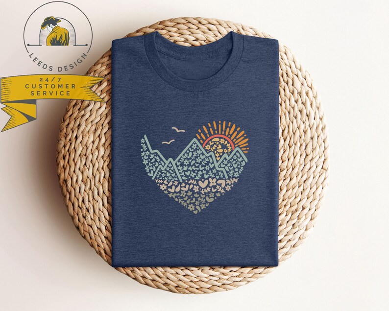 Mountains Heart Shirt | Adventure Awaits Shirt | Floral Mountains Shirt | Great Outdoors Shirt | Wanderlust Shirt | Family Camp Shirts immagine 2