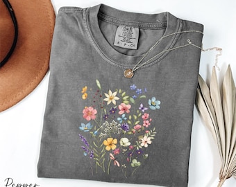 Comfort Colors® Wildflowers Shirt, Garden Shirt, Nature Lover Shirt, Garden Lover Shirt, Botanical Floral Shirt, Flower Shirt, Gift for Her