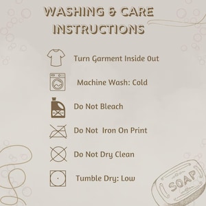 the instructions for washing and care instructions