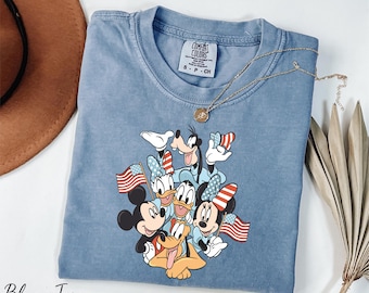 Comfort Colors® Mickey and Friends USA Shirt, 4th of July Shirt, Disney America Shirt, Independence Shirt, Mickey and Friends USA Flag Shirt