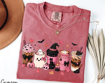 Halloween Coffee Shirt, Coffee Lover Gift, Spooky Season Shirt, Comfort Colors® Barista Gift, Fall Vibes Shirt, Halloween Drinking Shirt