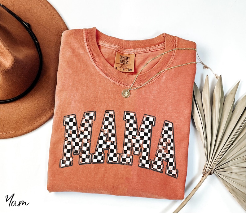 Comfort Colors® Mama Checkered Shirt, Rocker Mama Shirt, Grunge Mama Shirt, Gift for Mom, Mother's Day Gift, Retro Mama Shirt, Mama Shirt image 3