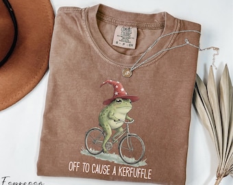 Comfort Colors® Off To Cause A Kerfuffle Shirt, Funny Frog Shirt, Mental Health Tee, Sarcastic Shirt, Adult Humor Shirt