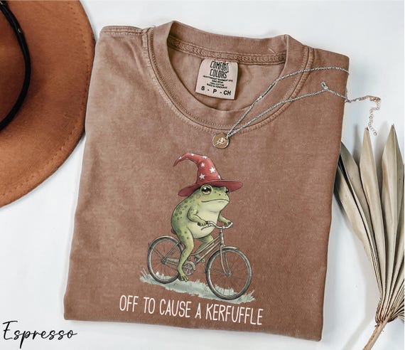 Comfort Colors® Off To Cause A Kerfuffle Shirt, Funny Frog Shirt, Mental Health Tee, Sarcastic Shirt, Adult Humor Shirt