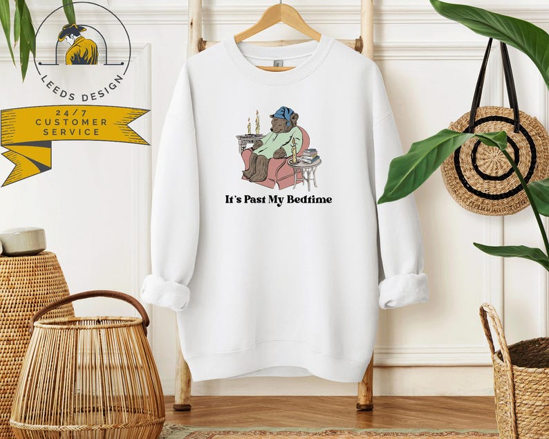 Sudadera "Ya es hora de dormir" / Sudadera "Oso dormilón" / Sudadera moderna estilo Y2K / Sudadera con meme divertido / Sudadera para amantes de los libros imagen 3
