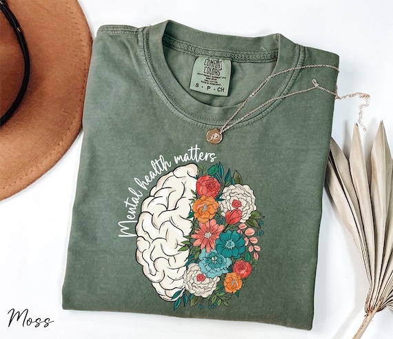 Comfort Colors® Mental Health Matters Shirt, Floral Brain Tee, Mental Awareness Tee, Inspirational Tee, Psychologist Shirt, Therapist Shirt
