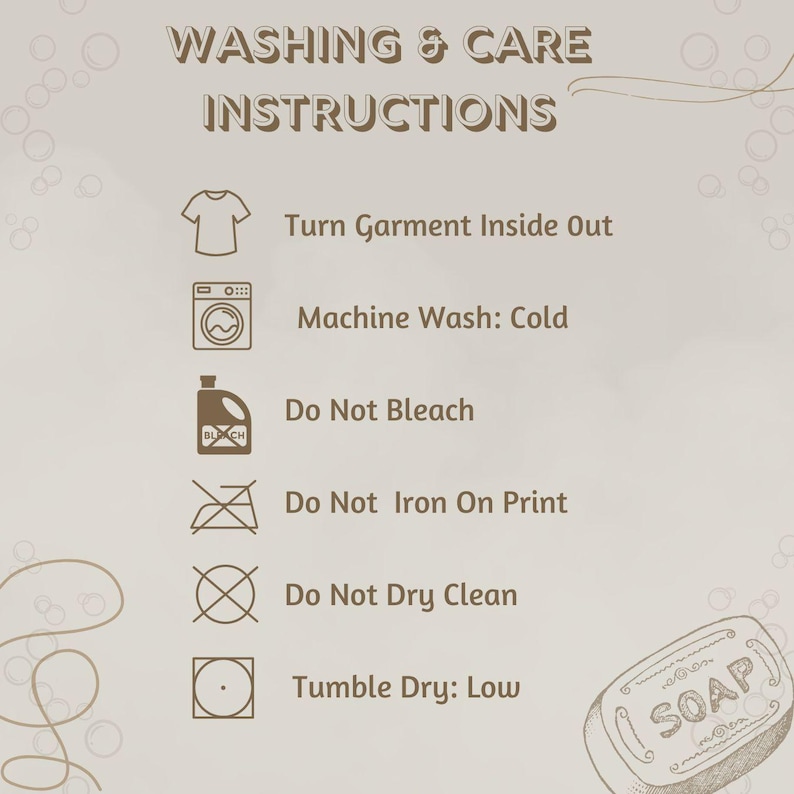 the instructions for washing and care instructions