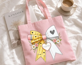 Custom Teacher Tote Bag, Personalized Teacher Tote Bag, Teacher Appreciation, New Teacher Gift, Back to School Tote Bag