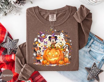 Disney Halloween Long Sleeve, Mickey Pumpkin Long Sleeve, Comfort Colors® Mickey and Friends Tee, Disney Pumpkin Season Gift, Pumpkin Tee