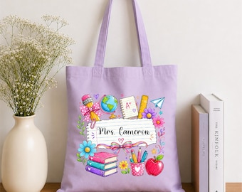 Personalized Tote Bag for Teacher, Custom Teacher Tote Bag, New Teacher Tote Bag, Custom School Tote Bag, Teacher Appreciation