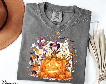 Mickey and Friends Halloween Tee, Pumpkin Shirt, Funny Halloween Shirt, Comfort Colors® Disney Halloween Vibes Shirt, Spooky Season Gift