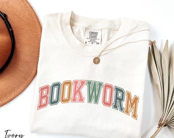 Comfort Colors® Bookworm Shirt, Gift for Book Lover, Reader Shirt, Book Club Shirt, Retro Bookworm Shirt, Librarian Apparel, Reading Shirt