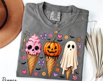 Halloween Ice Cream Shirt, Spooky Ice Cream Shirt, Kids Halloween Shirt, Halloween Party Shirt, Comfort Colors® Funny Halloween Tee