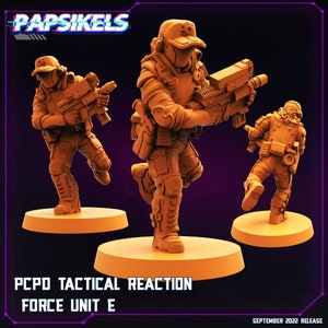 Police Reaction Force E - 32mm Scale Cyberpunk Miniature | RPG | Sci fi | Alien | Role Playing | DnD | Papsikel