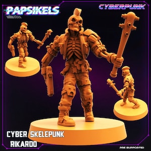 Skelepunk Rikardo - Miniatura alienígena a escala de 32 mm / RPG / Ciencia ficción / Ciudad de Batang Cyberpunk / Juego de rol / DnD / Papsikel
