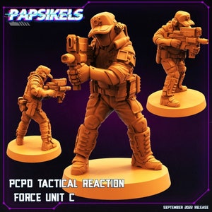 Police Reaction Force C - 32mm Scale Cyberpunk Miniature | RPG | Sci fi | Alien | Role Playing | DnD | Papsikel