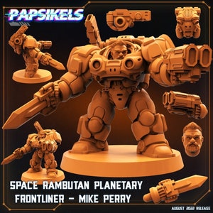 Space Dwarf Mike Powersuit B - 32 mm Skala Alien Miniatura | RPG | Sci fi | Cyberpunk | Odgrywanie ról | DnD | Papsikel
