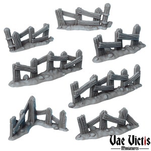 7pc Fence Scatter Terrain - Resin Fantasy Miniatures - DnD Dungeons and Dragons - Vae Victis