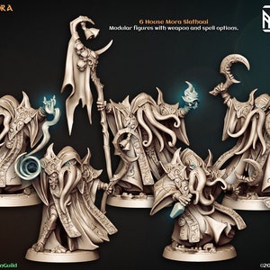 6-teiliges Mora Slathaai Illithid Mindflayer Set - 32mm Scale DnD Miniatur | Dungeons and Dragons Mini | 5E Fantasie | Handwerkergilde