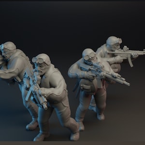 4pc Navy Seal Divers - 28mm 32mm Miniature | Military Wargame Mini | Skirmish | Zombicide | Survivors