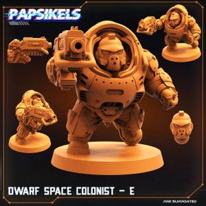 Space Dwarf Colonist E - 32 mm Skala Alien Miniatura | RPG | Sci fi | Cyberpunk | Odgrywanie ról | DnD | Papsikel
