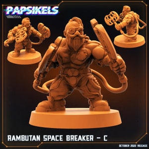 Rambutan Space Breaker C Dwarf - 32 mm Skala Alien Miniatura | RPG | Sci fi | Cyberpunk | Odgrywanie ról | DnD | Papsikel