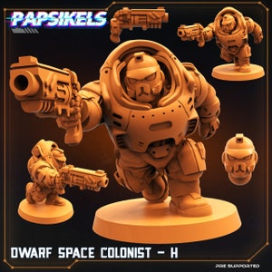 Space Dwarf Colonist H - 32 mm Skala Alien Miniatura | RPG | Sci fi | Cyberpunk | Odgrywanie ról | DnD | Papsikel