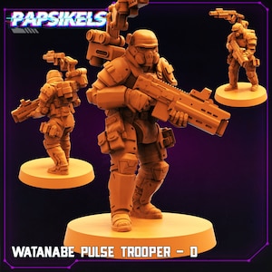 Watanabe Pulse Trooper D Cyberpunk - 32mm Scale Alien Miniature | RPG | Sci fi | Batang City | Role Playing | DnD | Papsikel