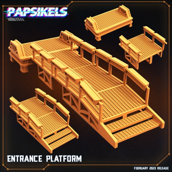 3pc Entrance Platform - Resin 3D Print Alien Miniature | RPG | Sci fi | Cyberpunk | Role Playing | DnD | Papsikel Star Entrance