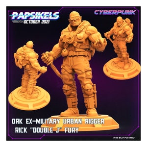 Orc Military Urban Rigger Rick - 32mm Scale Cyberpunk Miniature | RPG | Sci fi | Alien | Role Playing | DnD | Papsikel