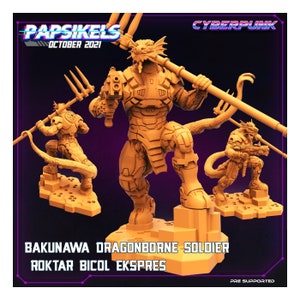Bakunawa Dragonborn Roktar Bicol - Miniatura ciberpunk a escala de 32 mm / RPG / Ciencia ficción / Extraterrestre / Juego de rol / DnD / Papsikel