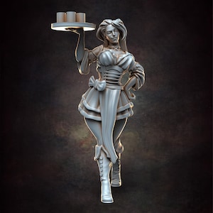 Barmaid Tavern Girl - 28mm 32mm Scale DnD Miniature | Dungeons and Dragons Mini | 5E Fantasy