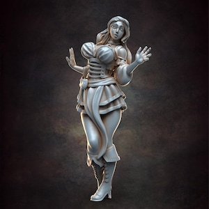 Barmaid Tavern Girl 2 - 28mm 32mm Scale DnD Miniature | Dungeons and Dragons Mini | 5E Fantasy