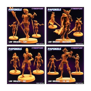 4er Law Breakers Set - 32mm Alien Miniatur | Rollenspiel | Science-Fiction | Batang Stadt | Rollenspiel | D&D | Pappusel