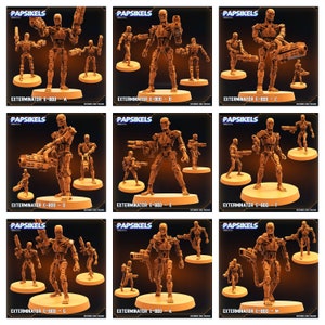 10pc Exterminator E-800 Cyborg Set - Resin 3D Print Alien Miniature | RPG | Sci fi | Cyberpunk | Role Playing | DnD | Papsikel