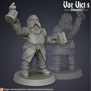 Dwarf Guard w/ Tankards NPC - 28mm or 32mm Scale DnD Miniature | Dungeons and Dragons Mini | 5E Fantasy | Vae Victis