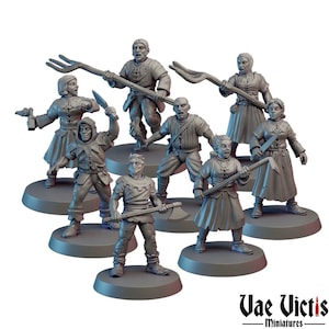 8pc Village Ruffians Set - 28mm or 32mm Scale DnD Miniature | Dungeons and Dragons Mini | 5E Fantasy | Vae Victis