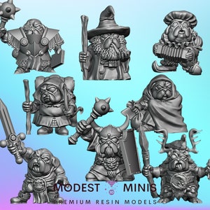 Pug Town Adventurers | Chibi | Resin Mini | DnD Miniature Dungeons and Dragons Fantasy