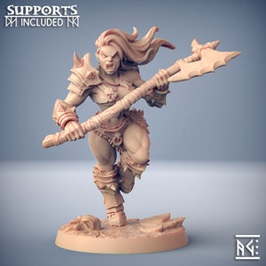 Orc Barbarian D Female - Resin Print DnD Miniature | Dungeons and Dragons Mini | 5E Fantasy | Artisan Guild
