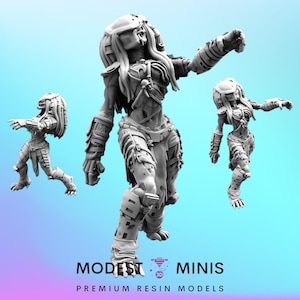 Zombie Vixen Skull Hunter 2 - Resin 3D Print Alien Miniature | RPG | Sci fi | Cyberpunk | Role Playing | DnD | Papsikel