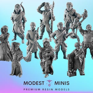 10pc Human Commoners  - 25mm 28mm 32mm 40mm Scale  | RPG | Role Playing | EC3D Fantasy | Everyday Folk