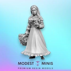 Villager NPC Fiora flowergirl - 32mm Scale DnD Miniature | Dungeons and Dragons | JRPG Mini - RN Estudio