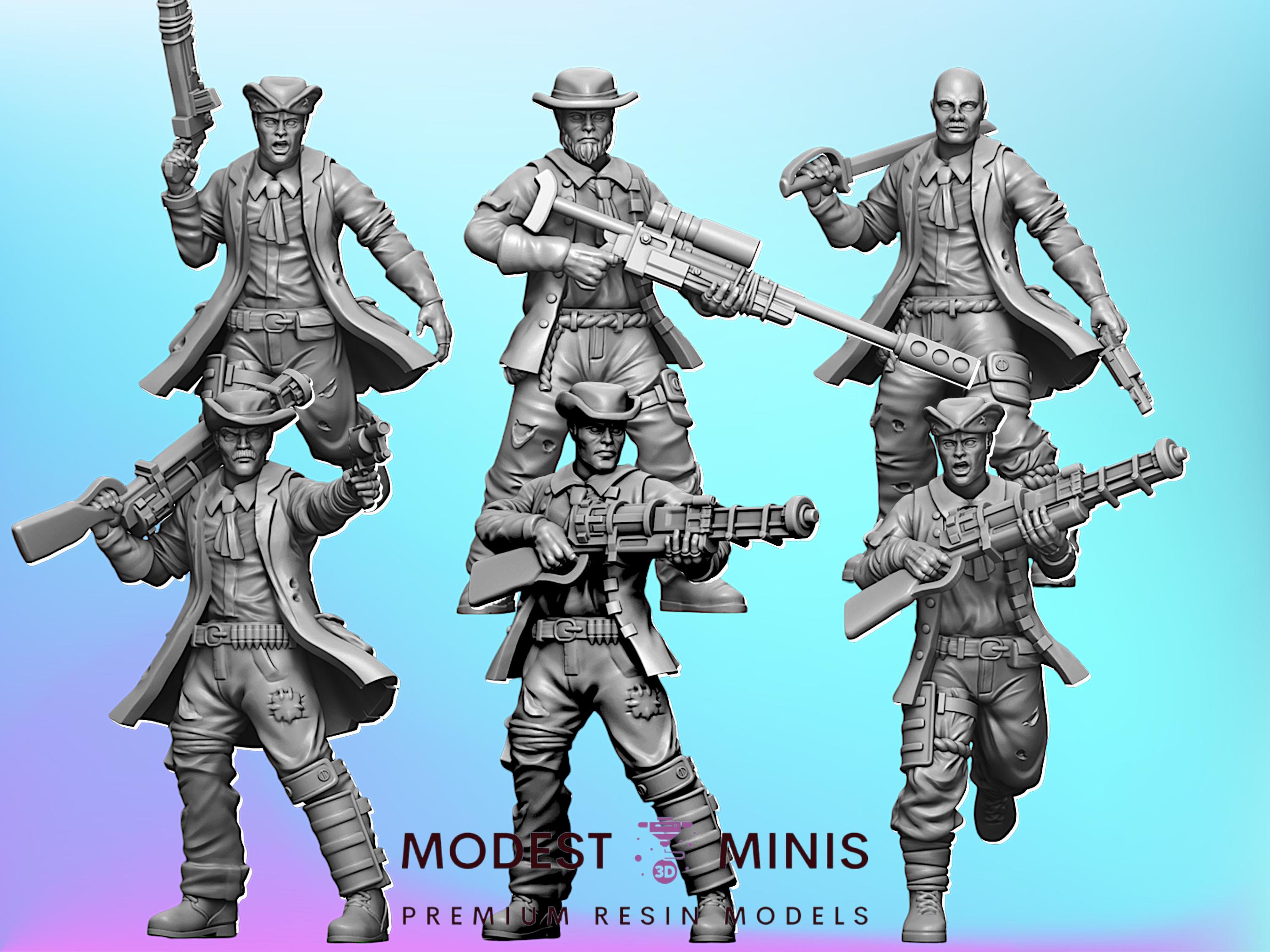 6pc Shield of the People Male - 28mm 32mm 40mm Scale Badlands Miniature | RPG | Sci fi | Fallout | DnD | Nuke World